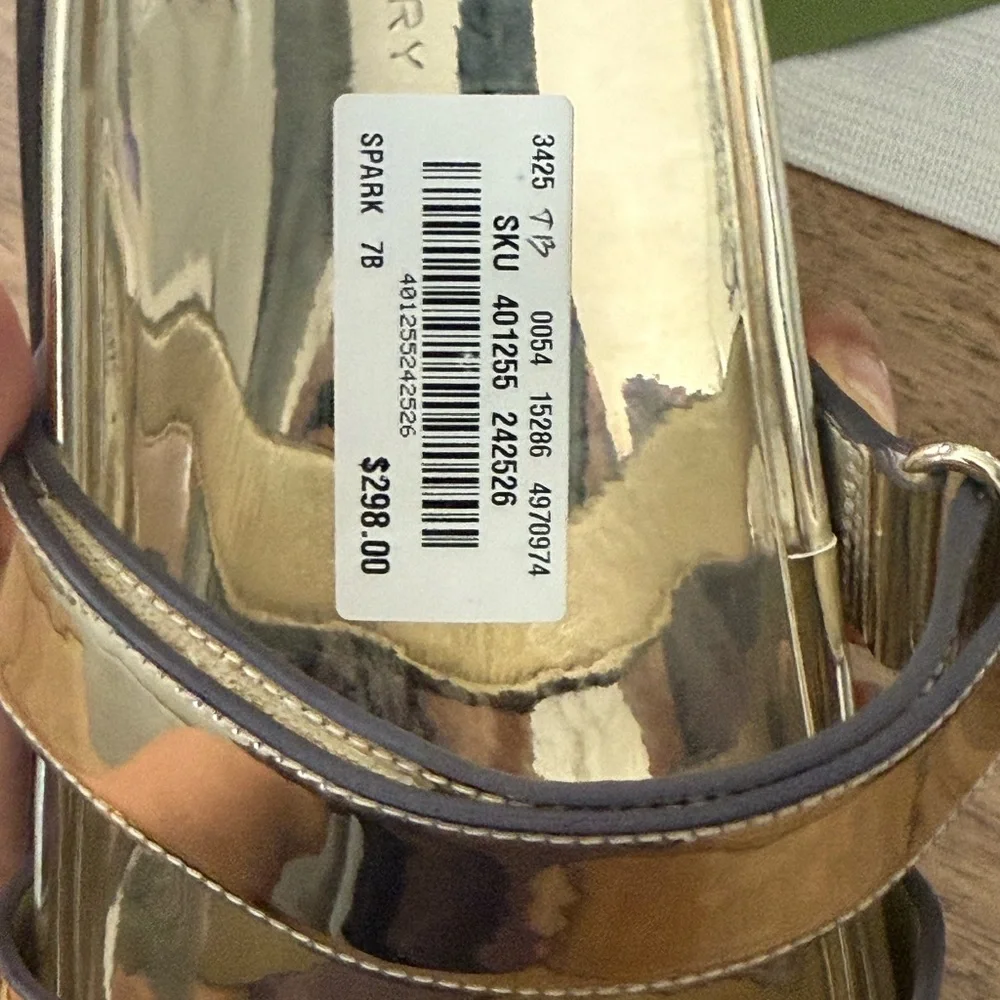 NWT Tory Burch spark Gold Metallic ines sport slide mirrored Sandals